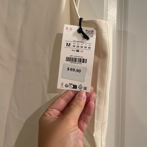 Zara Strapless Cream Dress - Picture 3 of 8